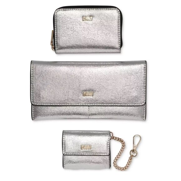 DKNY Lumen 3 Piece Wallet Set in Gift Box - Silver - Picture 2 of 6